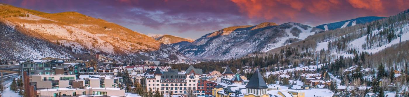 snowy view of downtown Breckenridge from a distance